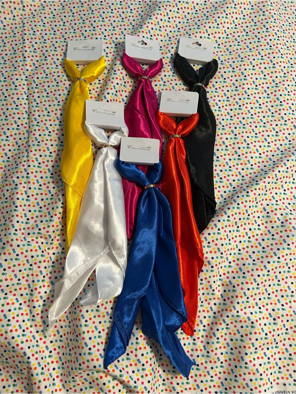 Twilly Satin Purse Scarves - Black, White, Yellow, Pink, Orange, Blue